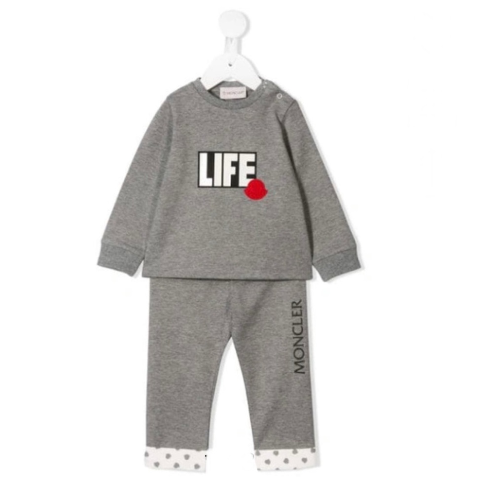 MONCLER Baby Life Print Tracksuit in Grey 6-9 months